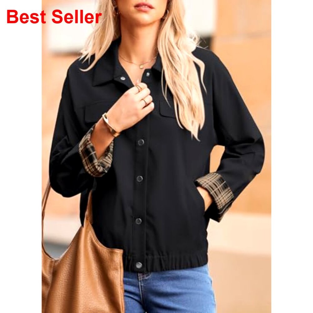 Oversized Snap Button Jacket Lightweight Material… - image 5